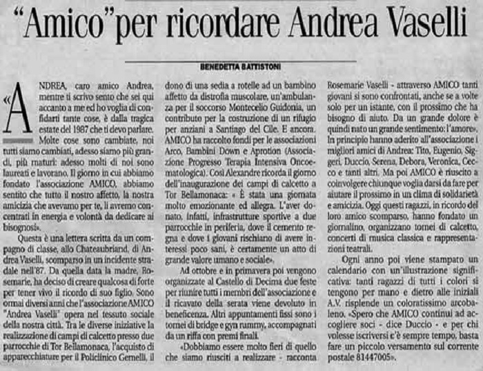 Informazione 18_11_1994 lettera da parte di un amico ad Andrea Vaselli